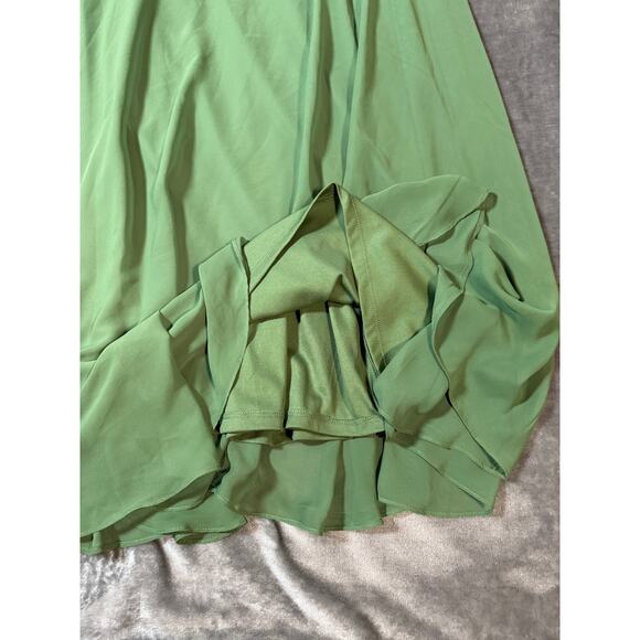 NWT After Six Deep V-Neck Chiffon Maxi‎ Dress Vineyard Green Size 8 R FLAW - Picture 11 of 13